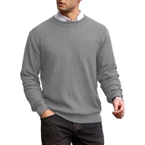 Zaitun Men's Crew Neck Sweater Waffle Knitted Casual Patterned Long Sleeve Pullover