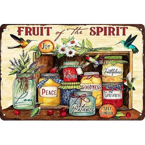 Eeypy Vintage Tin Sign Fruit of The Spirit Peace Kindness Retro Metal Signs,for Garage Family Bar Cafe Room Bathroom Art Wall Decor Poster 8x12 inch