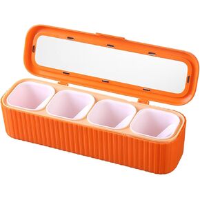 Seasoning Storage Box Sealed 4 Compartment Spice Container Set Household Storage Container Condiment Jars with Spoon for Storage Condiment Sugar Salt Pepper Kitchen Spices ﻿