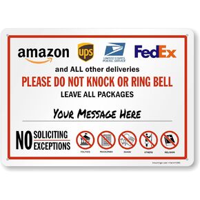 SmartSign Write-On Package Delivery Sign - 'All Other Deliveries Please Do Not Knock or Ring Bell' with Delivery Logos, Dry Erase, 10 x 14 inch, 40 mil Laminated Rustproof Aluminum, USA-Made