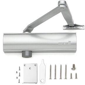 IDB Modern Automatic Door Closer - Heavy Duty Door Closer - Commercial Grade Hydraulic Operated Door Hardware - for Residential or Commercial Use - Garage Door Springs with Hold Open Feature