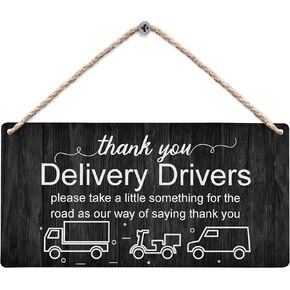 huester Delivery Drivers Wood Plaque Sign, Delivery Driver Snack Sign, Thank You Home Wall Decor Gifts for Delivery Driver Men, Thank You Delivery Drivers Home Décor Wall Hanging Decor, 12x6 inches