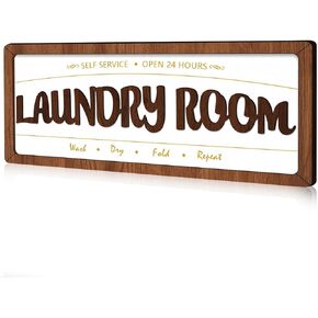 Laundry Room Sign Decor, Wooden Laundry Room Sign Decoration Plaque Framed Laundry Washing Signs Wall Art Decor, Laundry Room Decor and Accessories Sign for Home Farmhouse Bath Laundry Room