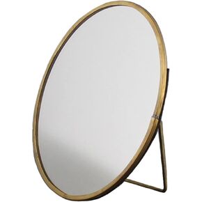 HomArt Large Monroe Easel Mirror, 6-inch Diameter, Brass