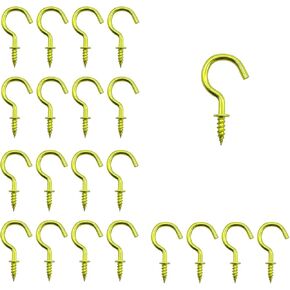Silver 2IN Screw-in Hooks - Multipurpose Coffee Cup Hooks for Hanging Under Cabinet, Wall, Porch Decor | Ceiling Screw Hooks for Mugs & Cups - 20 Pcsc