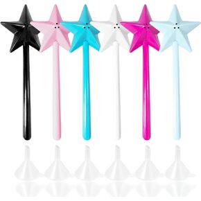 6Pcs Wand Salt Five Point Star Shaped Fairy Wand Three Hole Salt Dispenser, Fairy Wand Salt Shaker, Wand Salt and Pepper Shakers, Suitable for Cooking, Baking Parties, and Home Decor（6 Colors）