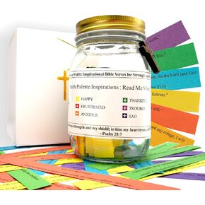 Portable Bible Verse Jar,The Hope Jar Bible Verses,Read Me When Bible Verses Jar,Prayer Jar, Color Coded for Emotions, Faith Based Christian Gifts for Women, Mini Bible Study Supplies