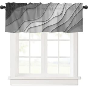 Black Ombre Valance Curtain for Kithchen Windows Black White Grey Gradient Modern Abstract Geometric Valance Tier Curtain Rod Pocket Valances for Bedroom/Living Room/Bathroom, 1 Panel, 60 x 18 Inch