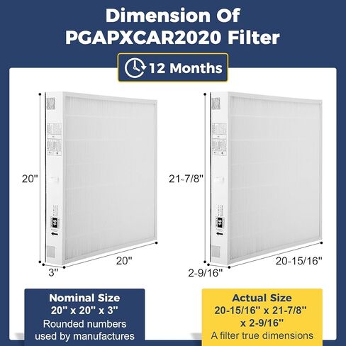 2 Packs PGAPXCAR2020 Replacement Filters, PGAPXCAR2020-a02 Fully Compatible with Bryant/Carrier PGAPXCAR2020 Furnace Cabinet, PGAPXCAR2020 Filter with Size of 20''x20''x3'' in Kuwait