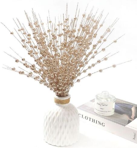 WEISPARK Christmas Tree Decor, 16 Pack Artificial Glitter Berry Stem Christmas Ornaments Decorative Bead Sticks for Christmas Tree Vase Wreath Home Wedding Party in Saudi Arabia