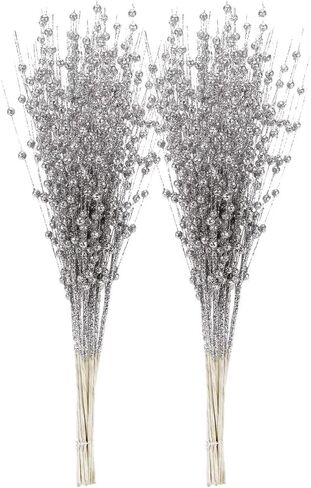 WEISPARK Christmas Tree Decor, 16 Pack Artificial Glitter Berry Stem Christmas Ornaments Decorative Bead Sticks for Christmas Tree Vase Wreath Home Wedding Party in Saudi Arabia