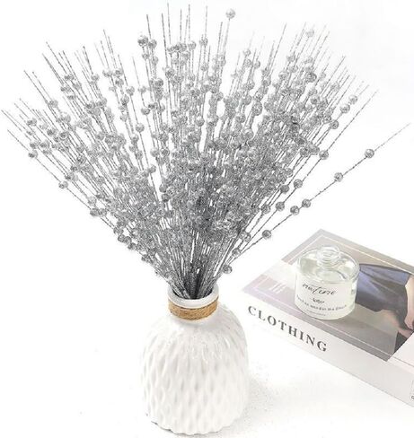 WEISPARK Christmas Tree Decor, 16 Pack Artificial Glitter Berry Stem Christmas Ornaments Decorative Bead Sticks for Christmas Tree Vase Wreath Home Wedding Party in Saudi Arabia