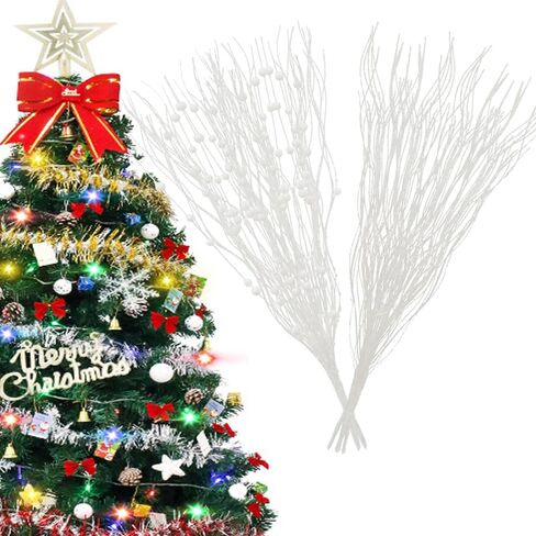 WEISPARK شجرة عيد الميلاد ديكور، 16 حزمة الاصطناعي بريق التوت الجذعية عيد الميلاد الحلي عيد الميلاد العصي الزخرفية حبة لشجرة عيد الميلاد مزهرية اكليلا من الزهور حفل زفاف المنزل in Kuwait