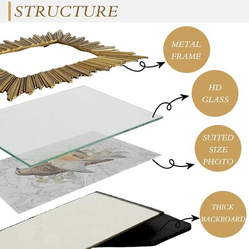 إطار صورة ذهبي، إطار صورة معدني عتيق مزخرف مقاس 4 × 6 مع واجهة زجاجية، عرض صور أشعة ذهبية فاخرة لذكريات الصور الثمينة على سطح الطاولة أفقيًا أو رأسيًا in Kuwait