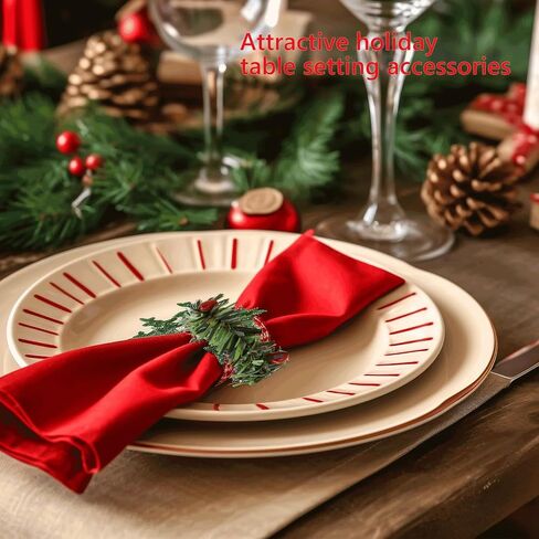 Dohia Christmas Napkin Rings Holly Berry Candle Wreath for Banquet Table Decorations for Wedding Christmas Holiday Dinner Party D1-HGSZCJH in Saudi Arabia