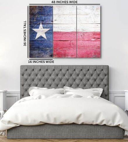 Texas Wall Art Decor - Texas Flag Wall Canvas 24x36 - Texas Wall Decor Star Texas Art Picture - Rustic Wooden Themed Texas Decor Artwork for Living Room, Bedroom, Office, Texas Home Decor & Texas Gift in Kuwait