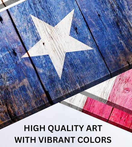 Texas Wall Art Decor - Texas Flag Wall Canvas 24x36 - Texas Wall Decor Star Texas Art Picture - Rustic Wooden Themed Texas Decor Artwork for Living Room, Bedroom, Office, Texas Home Decor & Texas Gift in Kuwait