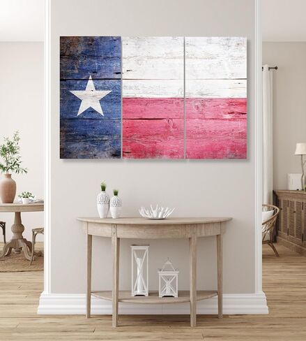 Texas Wall Art Decor - Texas Flag Wall Canvas 24x36 - Texas Wall Decor Star Texas Art Picture - Rustic Wooden Themed Texas Decor Artwork for Living Room, Bedroom, Office, Texas Home Decor & Texas Gift in Kuwait