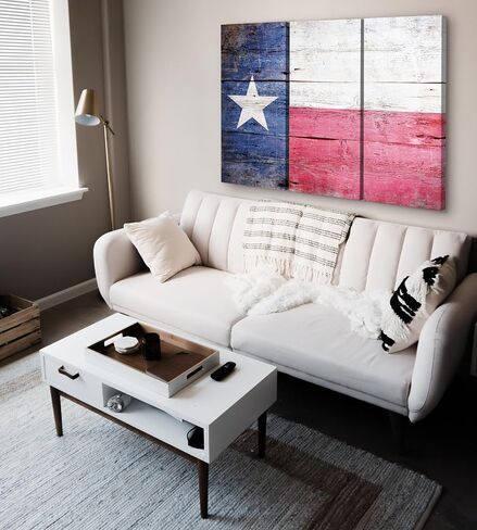 Texas Wall Art Decor - Texas Flag Wall Canvas 24x36 - Texas Wall Decor Star Texas Art Picture - Rustic Wooden Themed Texas Decor Artwork for Living Room, Bedroom, Office, Texas Home Decor & Texas Gift in Kuwait