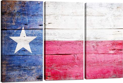 Texas Wall Art Decor - Texas Flag Wall Canvas 24x36 - Texas Wall Decor Star Texas Art Picture - Rustic Wooden Themed Texas Decor Artwork for Living Room, Bedroom, Office, Texas Home Decor & Texas Gift in Kuwait