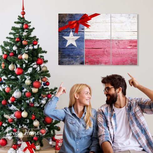 Texas Wall Art Decor - Texas Flag Wall Canvas 24x36 - Texas Wall Decor Star Texas Art Picture - Rustic Wooden Themed Texas Decor Artwork for Living Room, Bedroom, Office, Texas Home Decor & Texas Gift in Kuwait