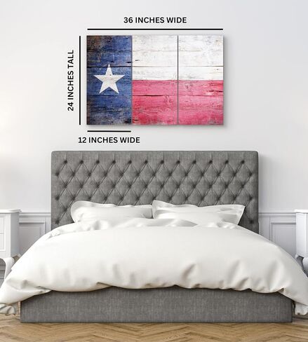 Texas Wall Art Decor - Texas Flag Wall Canvas 24x36 - Texas Wall Decor Star Texas Art Picture - Rustic Wooden Themed Texas Decor Artwork for Living Room, Bedroom, Office, Texas Home Decor & Texas Gift in Kuwait