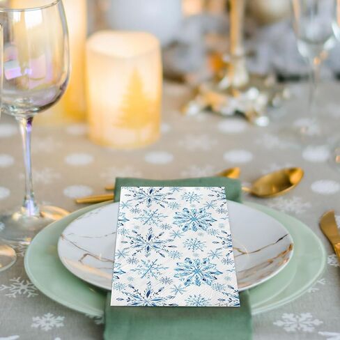 200Pcs Christmas Snowflake Guest Napkins Watercolor Blue Snowflake Disposable Napkins Winter Xmas Dinner Hand Towel Paper Napkins for Bathroom Wedding Holiday Party Table Supplies in Saudi Arabia