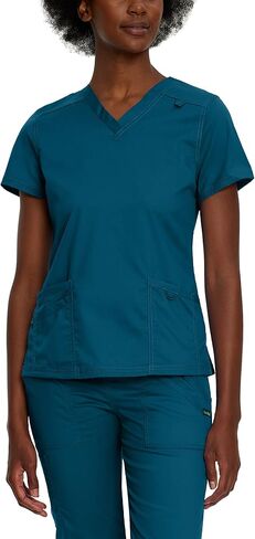 Landau Proflex Tailored Fit Comfort Stretch 3-Pocket Scrub Top for Women 4160 Hunter MED in Saudi Arabia