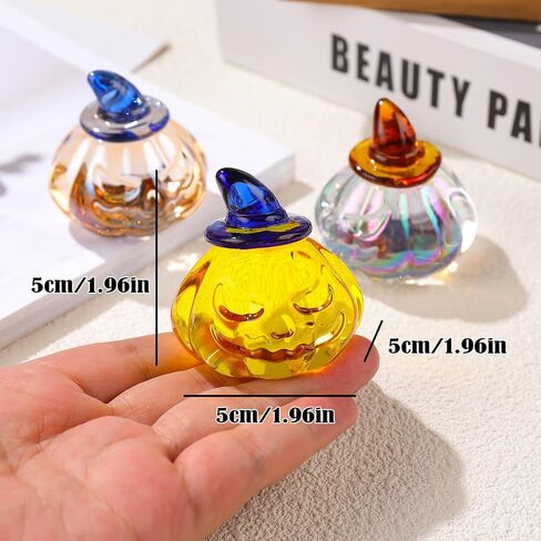 Glass Hand Blown Art Collectible Mini Pumpkin Gifts for Friends, Fall Harvest Thanksgiving Halloween Art Golden Pumpkin with Hats Decoration for Home in Saudi Arabia