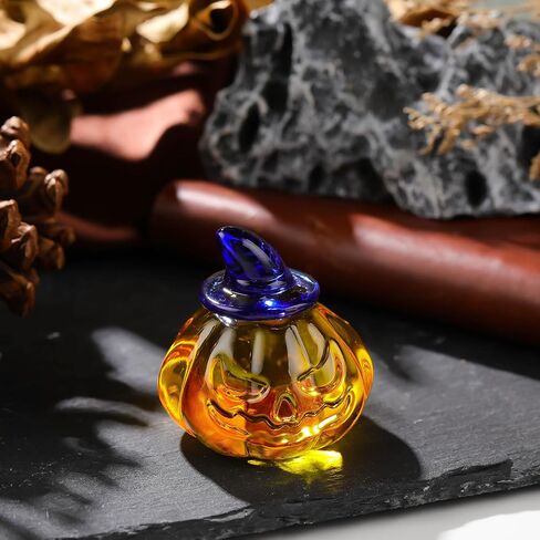 Glass Hand Blown Art Collectible Mini Pumpkin Gifts for Friends, Fall Harvest Thanksgiving Halloween Art Golden Pumpkin with Hats Decoration for Home in Saudi Arabia