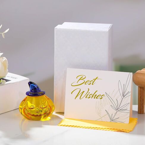 Glass Hand Blown Art Collectible Mini Pumpkin Gifts for Friends, Fall Harvest Thanksgiving Halloween Art Golden Pumpkin with Hats Decoration for Home in Saudi Arabia