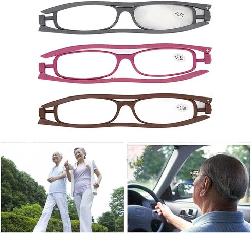 نظارات قراءة نحيفة من Yinhing، 3 قطع قارئات جيب قابلة للدوران 360 درجة لكبار السن من الرجال والنساء، مع حقيبة in Kuwait