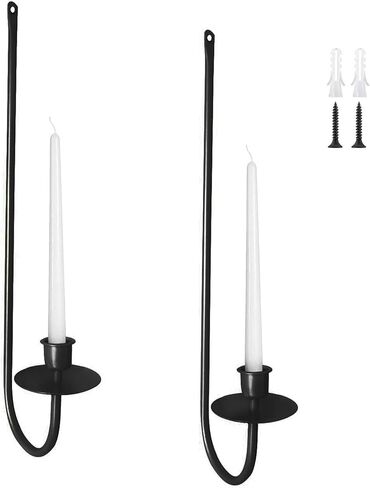 Metal Wall Candle Sconces Set of 2, Modern Fashion Black Wall Mount Hanging Candle Holder for Dining Room, Farmhouse, Fireplace, Hallway, Wedding, Living Room Hanging Candle Holder in Saudi Arabia