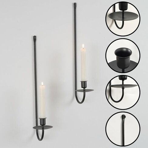 Metal Wall Candle Sconces Set of 2, Modern Fashion Black Wall Mount Hanging Candle Holder for Dining Room, Farmhouse, Fireplace, Hallway, Wedding, Living Room Hanging Candle Holder in Saudi Arabia