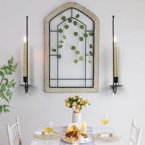 Metal Wall Candle Sconces Set of 2, Modern Fashion Black Wall Mount Hanging Candle Holder for Dining Room, Farmhouse, Fireplace, Hallway, Wedding, Living Room Hanging Candle Holder in Saudi Arabia