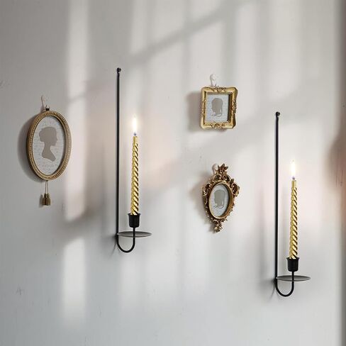 Metal Wall Candle Sconces Set of 2, Modern Fashion Black Wall Mount Hanging Candle Holder for Dining Room, Farmhouse, Fireplace, Hallway, Wedding, Living Room Hanging Candle Holder in Saudi Arabia