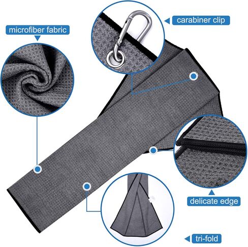 مجموعة هدايا مناشف الجولف المصنوعة من الألياف الدقيقة، مجموعة إكسسوارات تنظيف الجولف - 2 مناشف جولف وافل، فرشاة جولف، أداة جولف، مناسبة لمحبي الجولف، هدية للرجال والنساء والأطفال in Kuwait