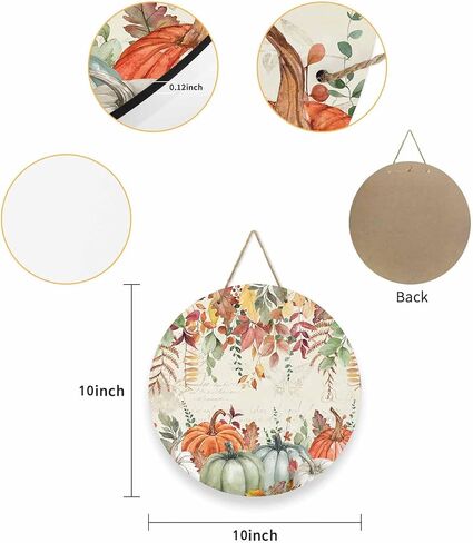 Fall Pumpkin Welcome Sign,10 Inch Round Wooden Sign, Watercolor Pumpkins Fallen Leaves Fall Retro Hanging Wall Sign for Thanksgiving Harvest Rustic Fall Decorations for Front Door/Kitchen/Porch Wall in Saudi Arabia