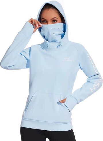 BASSDASH Women’s Fleece Fishing Hoodie with Neck Gaiter Water Resistant Performance Hiking Sweatshirt Pullover in Saudi Arabia