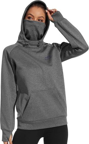 BASSDASH Women’s Fleece Fishing Hoodie with Neck Gaiter Water Resistant Performance Hiking Sweatshirt Pullover in Saudi Arabia