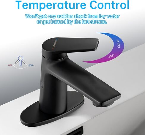 Touchless Smart Bathroom Faucet for 1 or 3 Holes, Automatic Sensor Faucet 1 Handle, Adjustable Cold & Hot Temperature & Water Flow, Short & Long Instruction Modes, Metal Chromed Faucet in Kuwait