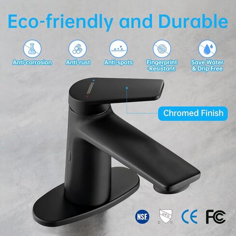 Touchless Smart Bathroom Faucet for 1 or 3 Holes, Automatic Sensor Faucet 1 Handle, Adjustable Cold & Hot Temperature & Water Flow, Short & Long Instruction Modes, Metal Chromed Faucet in Kuwait