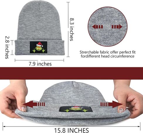 Christmas Beanie Hat for Men and Women Merry Christmas Xmas Holiday Winter Knitted Cuffed Cap Gifts in Saudi Arabia
