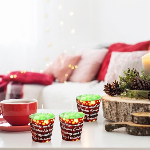 6 Pcs Christmas Bayberry Candles with Gift Box, Lucky Bayberry Votive Candles, Scented Bayberry Poem Green Soy Candle for Home, Christmas Gifts for Women Mom Mother Friend Wife Present Dinner in Kuwait