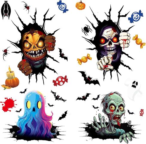 Halloween Window Clings, Scary Halloween Window Stickers, Halloween Window Decals for Glass Windows, Halloween Window Decorations,Home Decor Halloween Party Decorations in Saudi Arabia