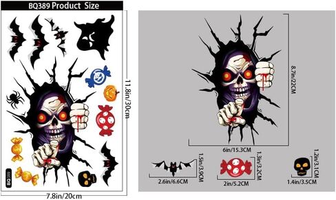 Halloween Window Clings, Scary Halloween Window Stickers, Halloween Window Decals for Glass Windows, Halloween Window Decorations,Home Decor Halloween Party Decorations in Saudi Arabia