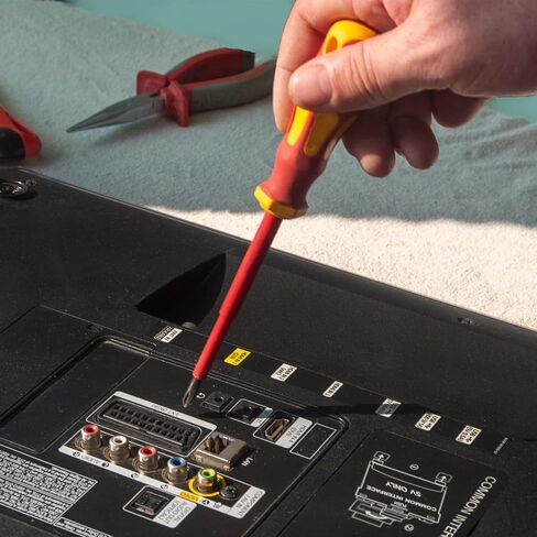 HARFINGTON VDE Insulated Screwdriver 1000V SL1.2 x 6.5 x 150mm CR-V Magnetic Electricians Slotted Head Screwdrivers with VDE Handle in Kuwait