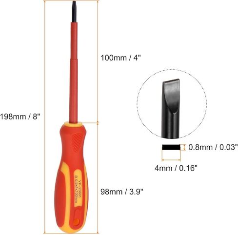 HARFINGTON VDE Insulated Screwdriver 1000V SL1.2 x 6.5 x 150mm CR-V Magnetic Electricians Slotted Head Screwdrivers with VDE Handle in Kuwait
