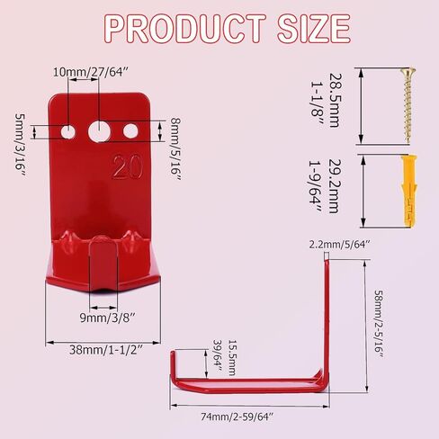 Wall Mount Bracket for Fire Extinguishers up to 20 lbs - Fits Large & Small Dry Chemical and Water Extinguishers (2 pcs) in Saudi Arabia