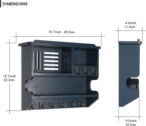 Key Holder, Key Holder for Wall, Key and Mail Holder for Wall, Mail and Key Holder for Home Decor, Mail Organizer Wall Mounted with Key Hooks, Black in Saudi Arabia